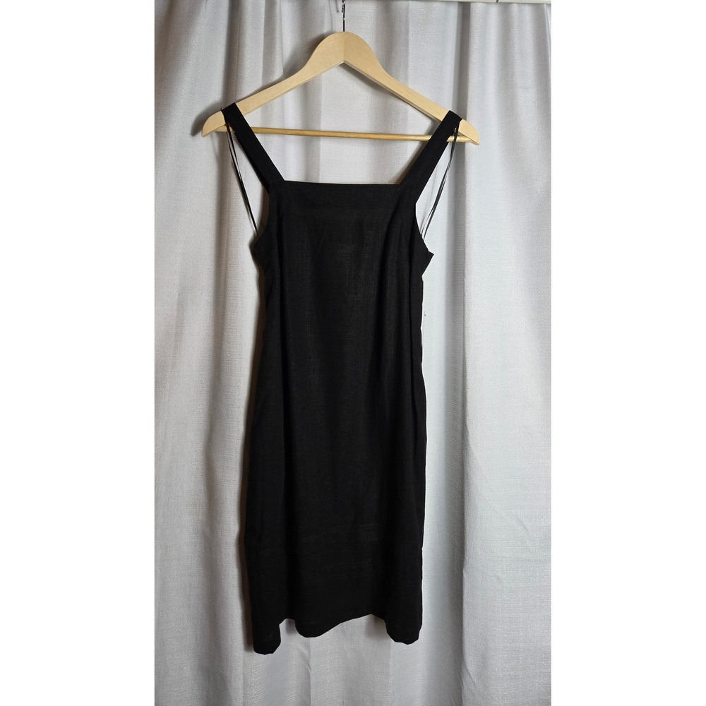 Time and Tru Black Linen Blend Pintuck Hem Shift Dress XS 0-2 TT26100151642
